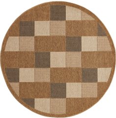 Kusový koberec Šnúrkový AR Adana Chess Béžový (kruhový)